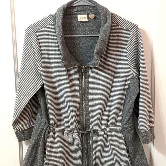 Chico's 3/4 sleeve zip up sweatshirt jacket - Picture 1 of 4